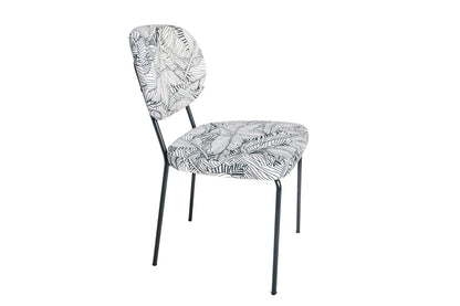 Juego De 4 Sillas De Comedor, Oficina, Cocina, Dormitorio Negro Blanco Tropical Follaje Patas De Metal 52x56x79cm - Muebles De Comedor_0