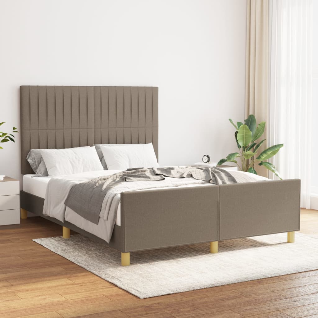 Estructura De Cama Con Cabecero De Tela Gris Taupe 140x200 Cm / Vetonek_1
