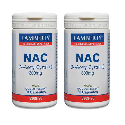 Pack 2x NAC (N-Acetil Cisteína) Lamberts 300 mg, 90 cápsulas