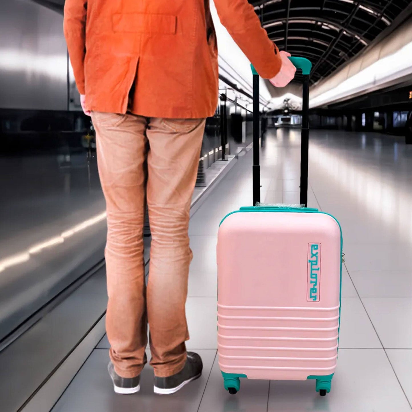 Well Home Maleta En Abs 4 Ruedas Color Rosa Y Menta 34x22x52,5cm