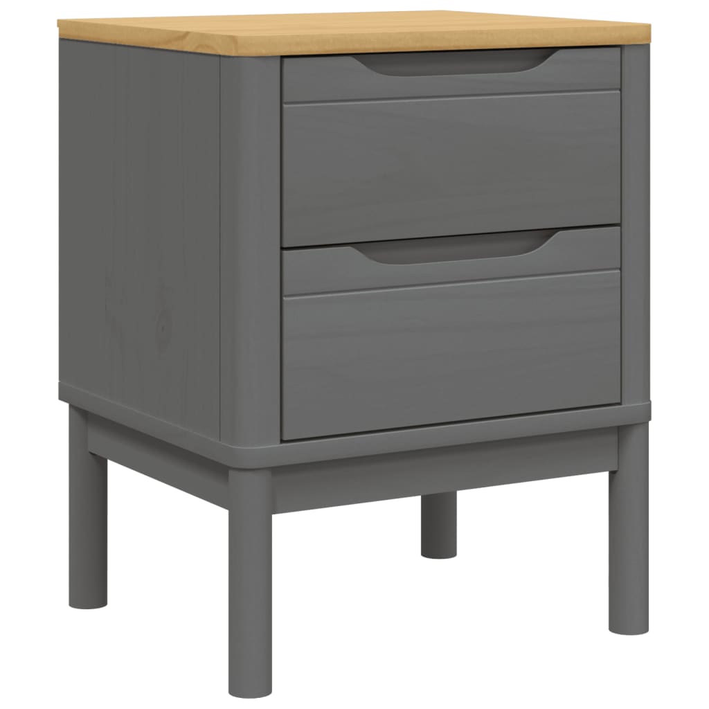 Mesita De Noche Floro Madera Maciza De Pino Gris 45x39x57 Cm_0