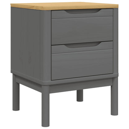 Mesita De Noche Floro Madera Maciza De Pino Gris 45x39x57 Cm_0