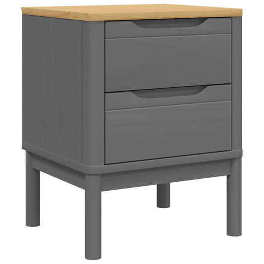 Mesita De Noche Floro Madera Maciza De Pino Gris 45x39x57 Cm_0