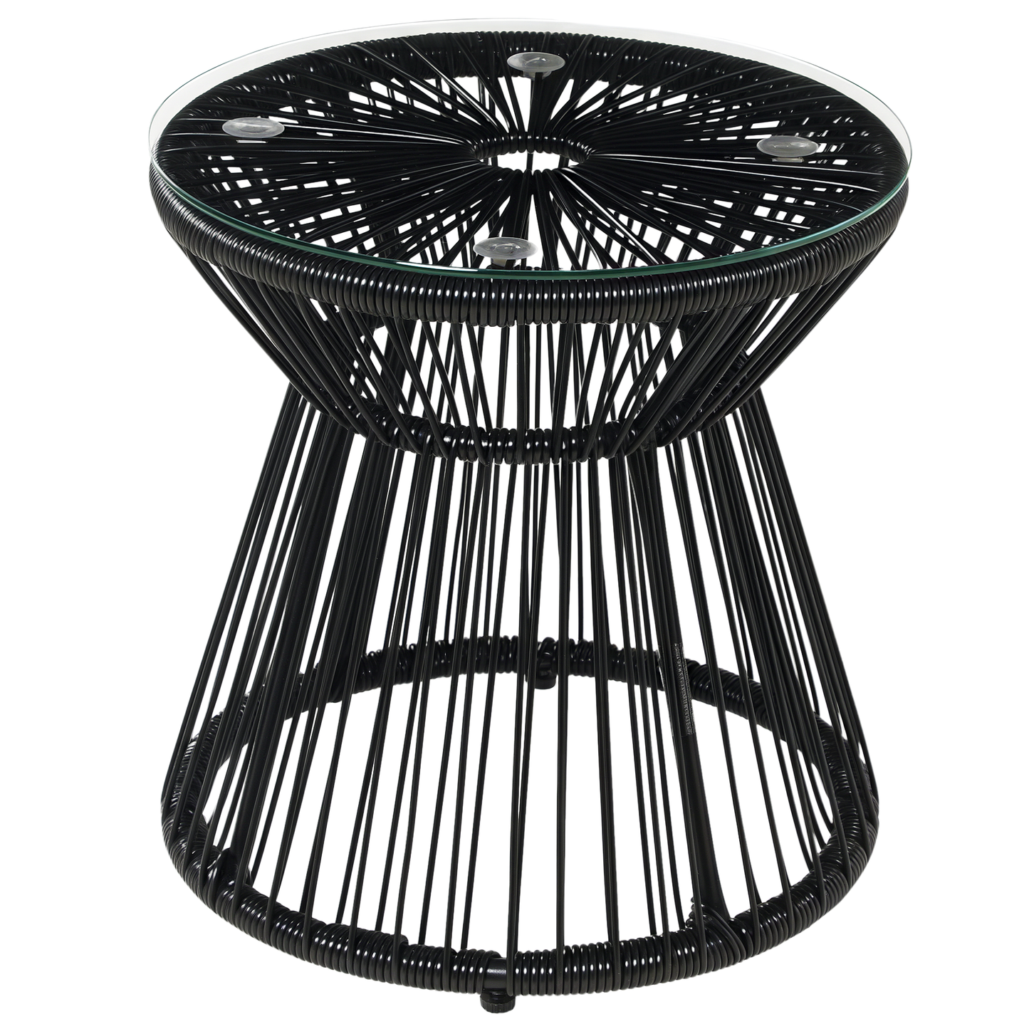 Outsunny Mesa De Jardín De Ratán Sintético Con Marco De Metal Ø40x42 Cm Negro_0