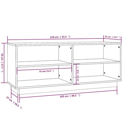 Armario Zapatero De Madera Maciza De Pino Negro 110x34x45 Cm / Vetonek_2