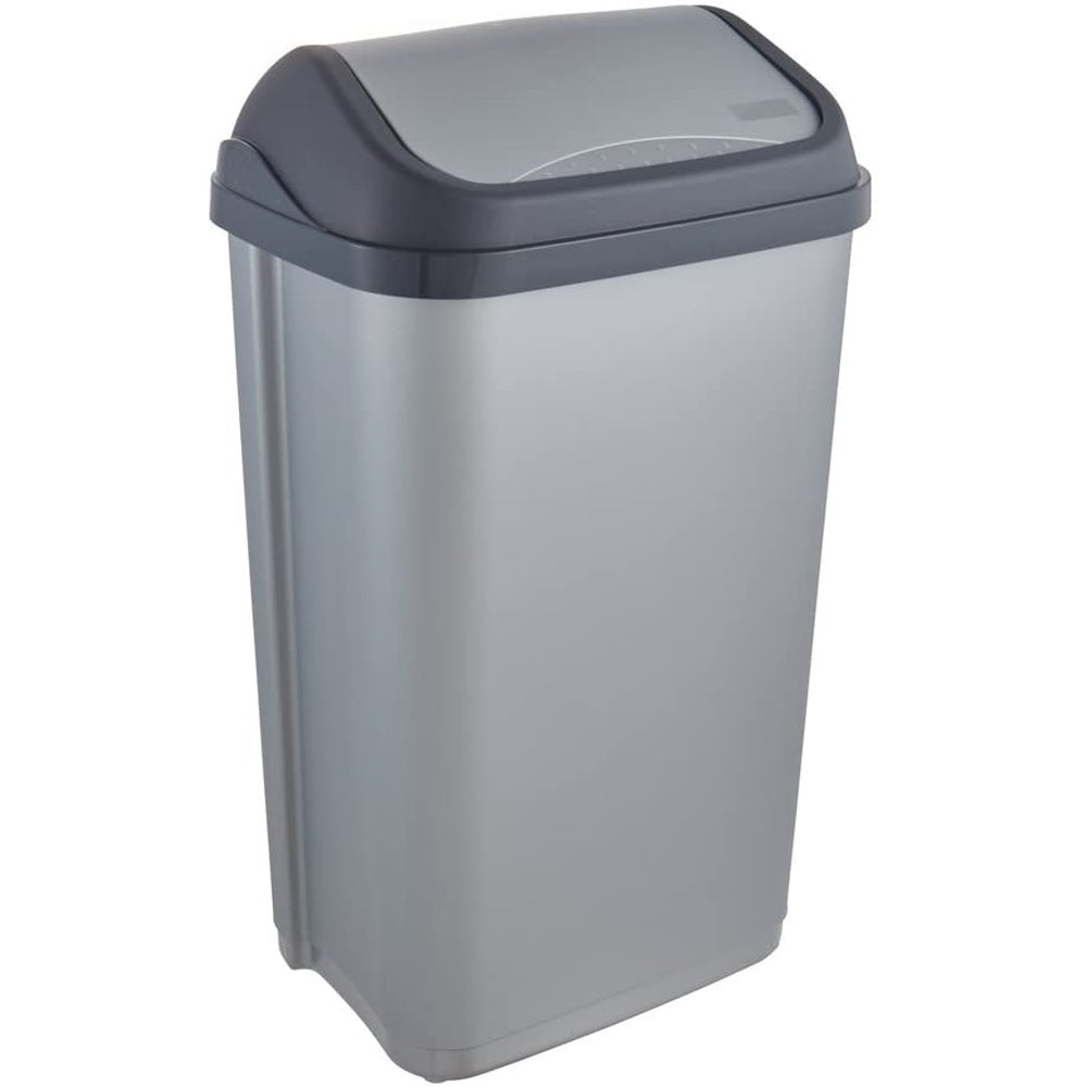 Cubo De Basura Con Tapa Basculante, 50 L, Swantje, Plateado