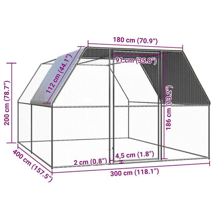 Vidaxl Jaula Gallinero De Acero Galvanizado 3x4x2 M_2