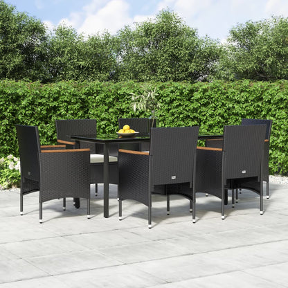 Juego De Comedor De Jardín 7 Piezas Con Cojines Negro / Vetonek_5