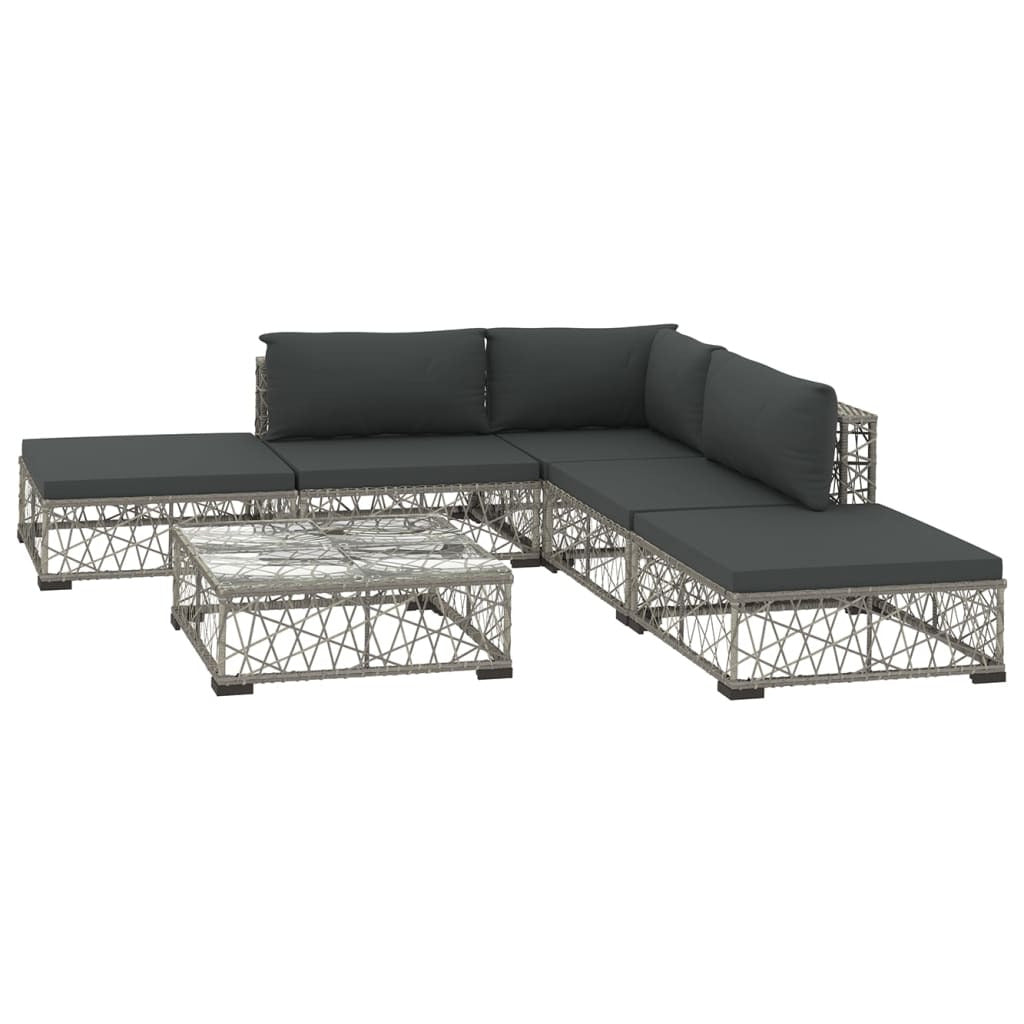 Vidaxl Set De Muebles De Jardín 6 Pzas Y Cojines Ratán Sintético Gris_0