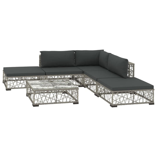 Vidaxl Set De Muebles De Jardín 6 Pzas Y Cojines Ratán Sintético Gris_0
