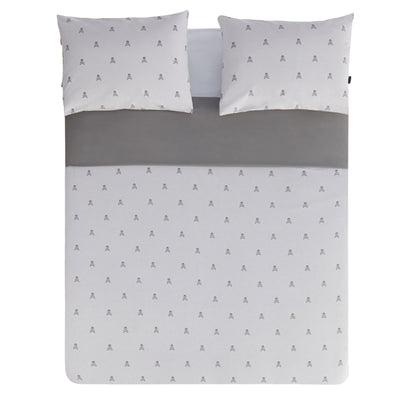 Set Cama (funda Nórdica 250x230cm + 2 Fundas Almohada 50x85cm) 100% Algodón 144tc Gris Oscuro & Gris Claro Calaveras Scalpers Home