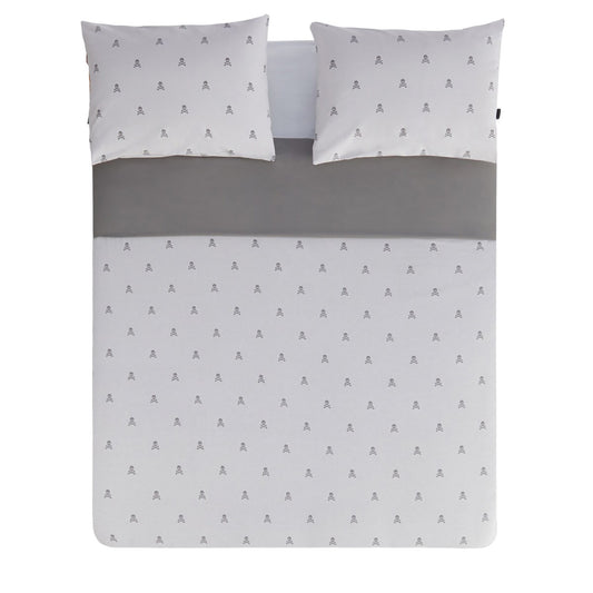 Set Cama (funda Nórdica 250x230cm + 2 Fundas Almohada 50x85cm) 100% Algodón 144tc Gris Oscuro & Gris Claro Calaveras Scalpers Home