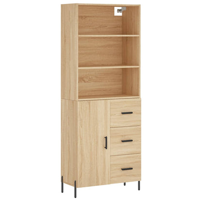 Aparador Alto Madera Contrachapada Color Roble 69,5x34x180 Cm_1