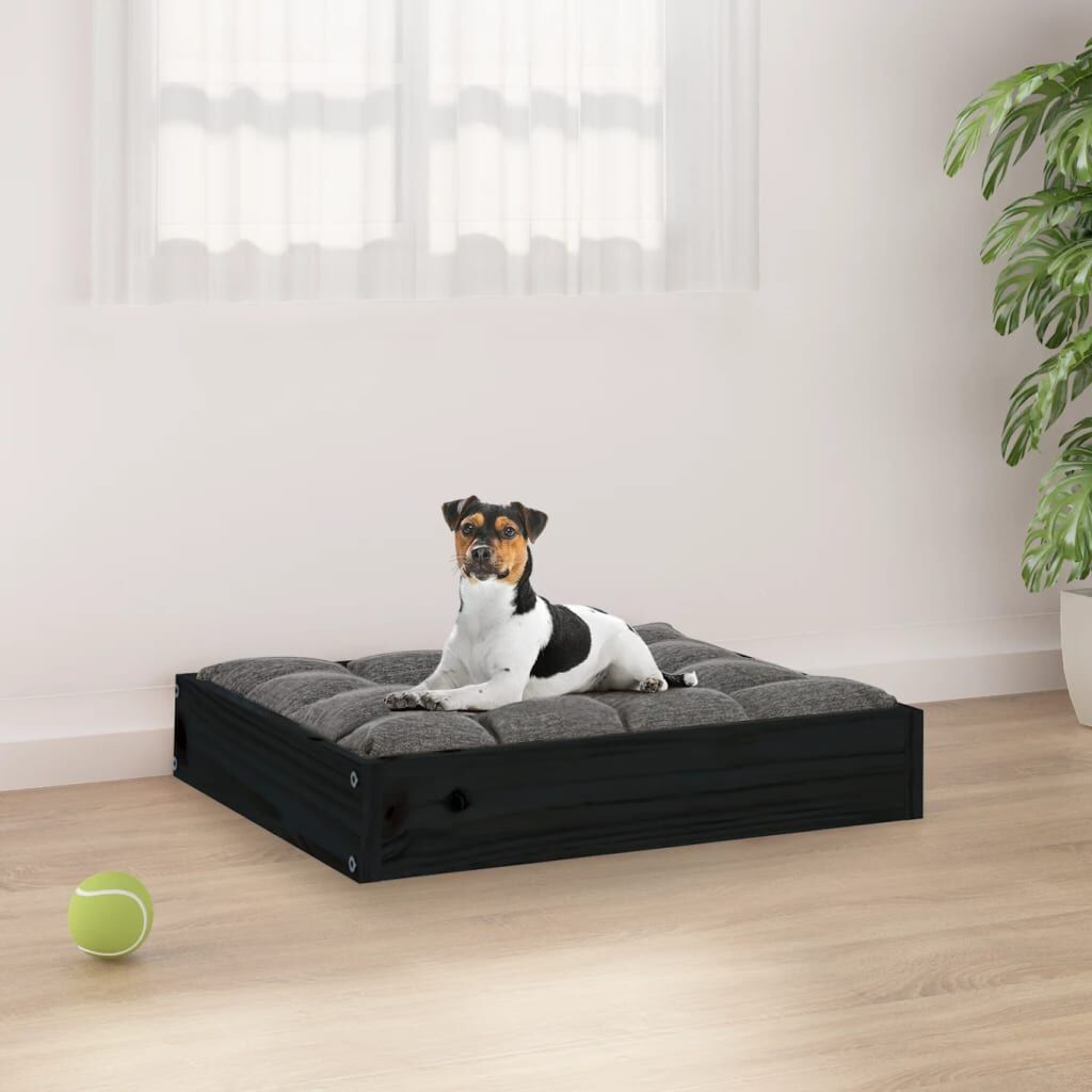 Vidaxl Cama Para Perros Madera Maciza De Pino Negro 51,5x44x9 Cm_1