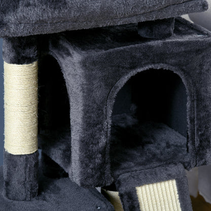 Pawhut Árbol Para Gatos Con Postes Y Tablero Rascador Cuevas Cama Suave 59x39x83_4