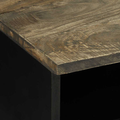 Mesa De Centro Madera Maciza De Mango Gris Claro 80x54x40 Cm_4