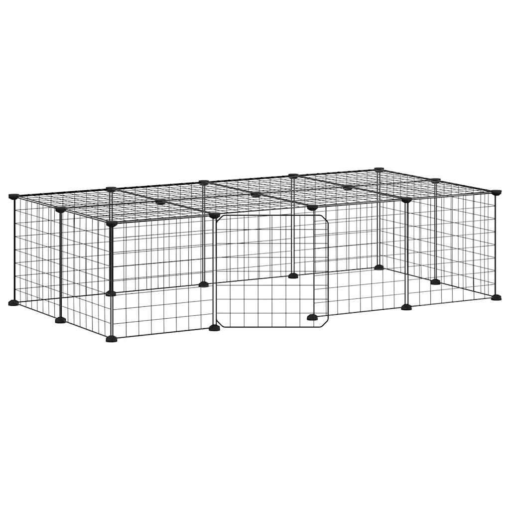 Vidaxl Jaula Para Mascotas De 20 Paneles Puerta Acero Negro 35x35 Cm_0