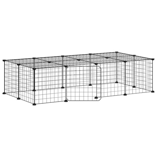 Vidaxl Jaula Para Mascotas De 20 Paneles Puerta Acero Negro 35x35 Cm_0