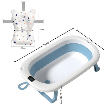 Bathby Bañera Plegable Azul Para Bebés, Cojín Reductor, Termómetro, Patas Antideslizantes (azul Pastel)