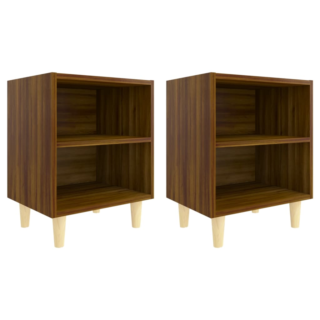 Mesitas De Noche 2 Uds Con Patas Madera Marrón Roble 40x30x50cm_0