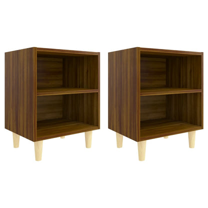 Mesitas De Noche 2 Uds Con Patas Madera Marrón Roble 40x30x50cm_0