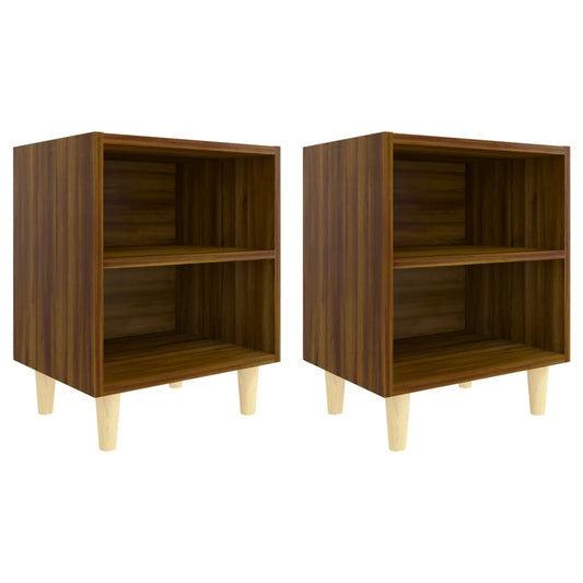 Mesitas De Noche 2 Uds Con Patas Madera Marrón Roble 40x30x50cm_0