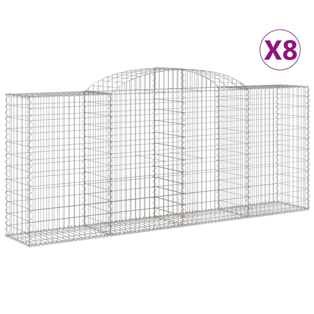 Cestas De Gaviones 8 Uds Forma De Arco Hierro 300x50x120/140 Cm_0