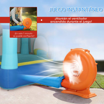 Aiyaplay Castillo Hinchable Para Niños Con Soplador Tobogán Cama Elástica Azul_5