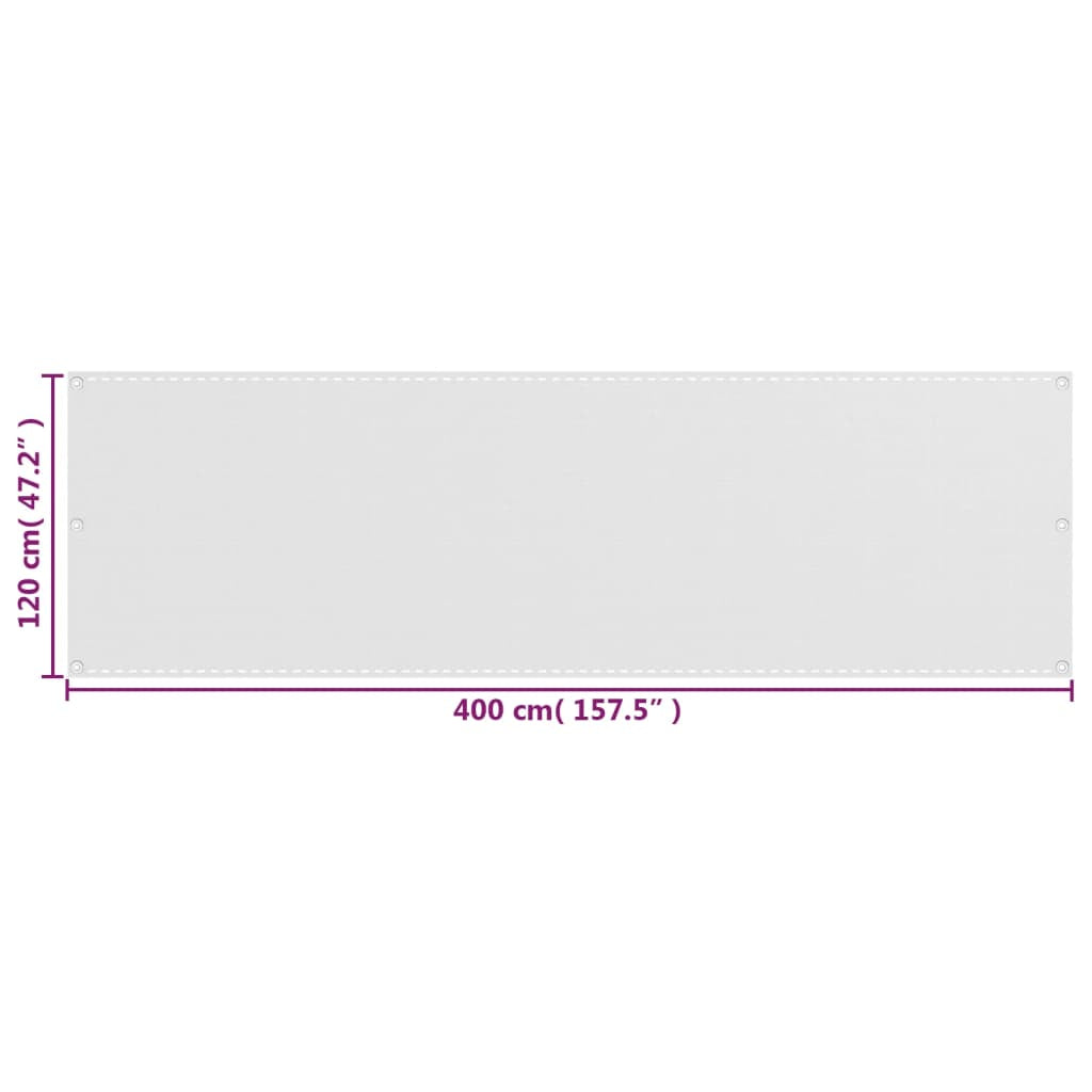 Vidaxl Toldo Para Balcón Hdpe Blanco 120x400 Cm_2