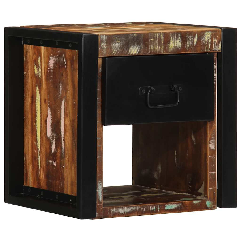 Mesilla De Noche Multicolor 40x35x40 Cm Madera Maciza Reciclada_1