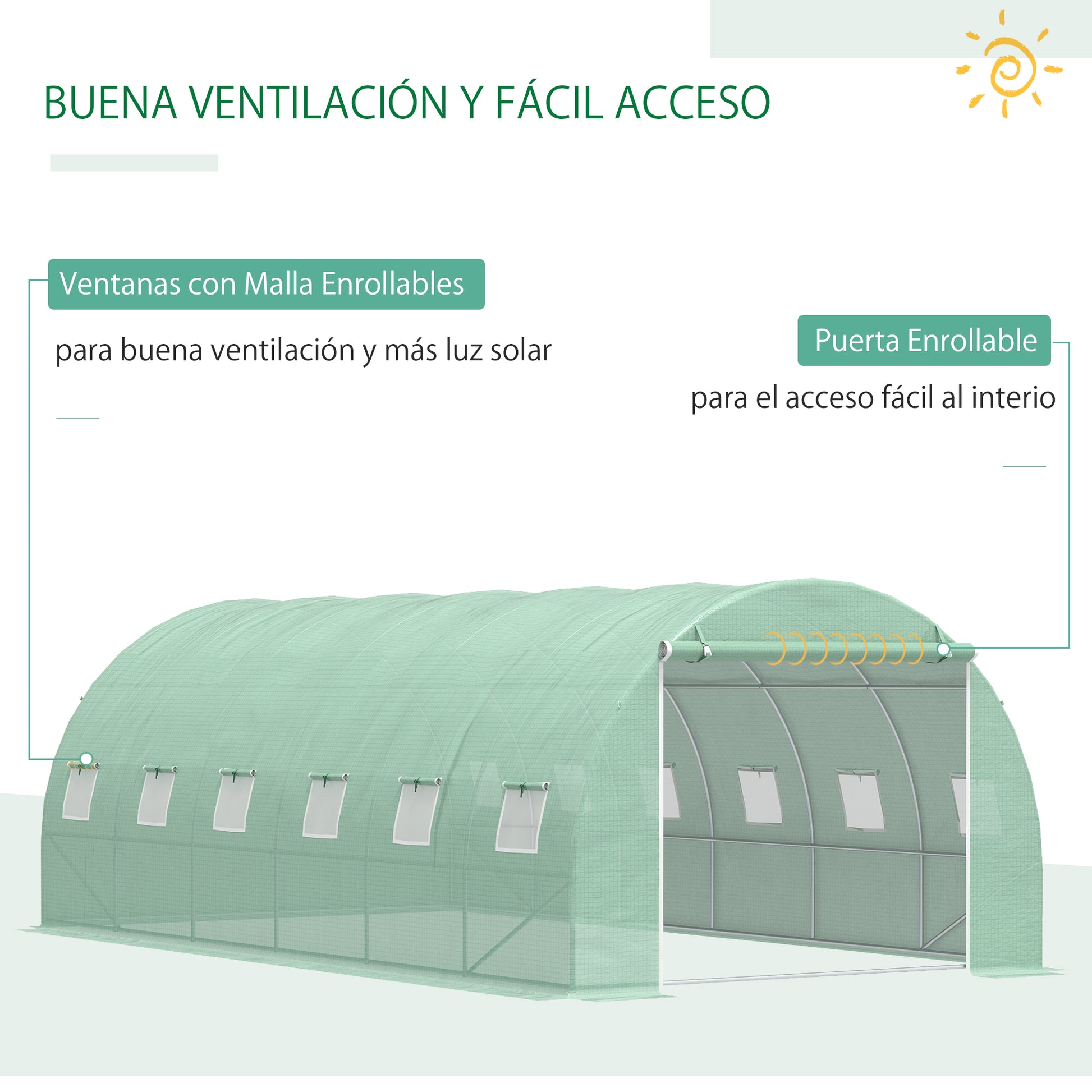 Outsunny Invernadero De Jardín 6x3x2 M Con 12 Ventanas Puerta Verde_4