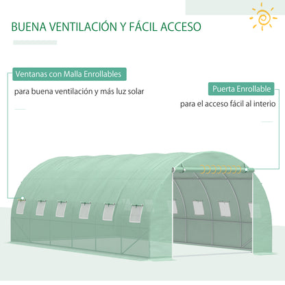 Outsunny Invernadero De Jardín 6x3x2 M Con 12 Ventanas Puerta Verde_4