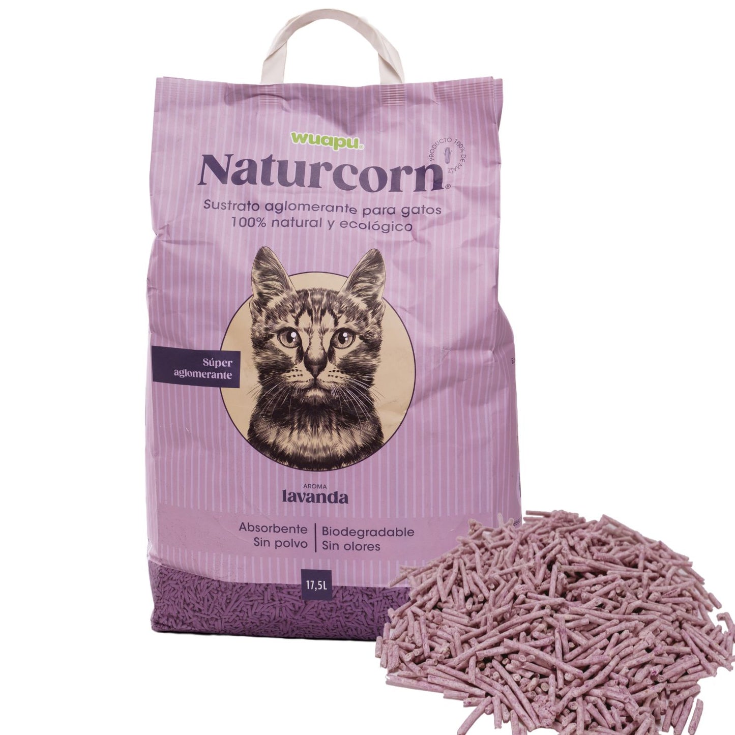Sustrato Absorbente Wuapu Naturcorn Lavanda En Pelet Biodegradable Para Gato 6 Uds 6l_2