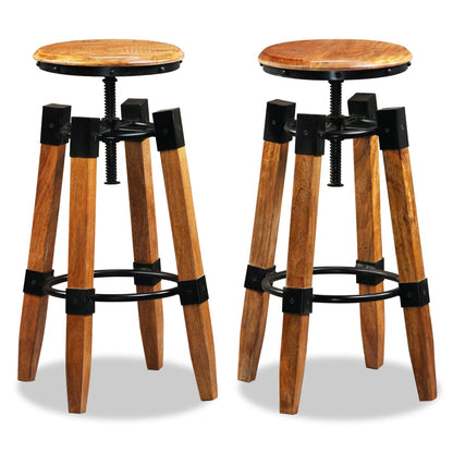 Taburetes De Cocina 2 Unidades Madera Maciza De Mango_2