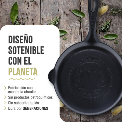 Victoria Sartén Hierro Fundido Curado Inducción 20cm, Apta Fuego, Barbacoa, Horno Cast Iron Skillet, 39363, Negro_5