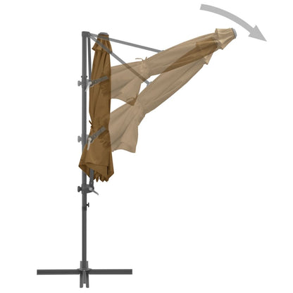 Vidaxl Sombrilla De Jardín Voladiza Con Palo De Acero Taupe 300 Cm_4