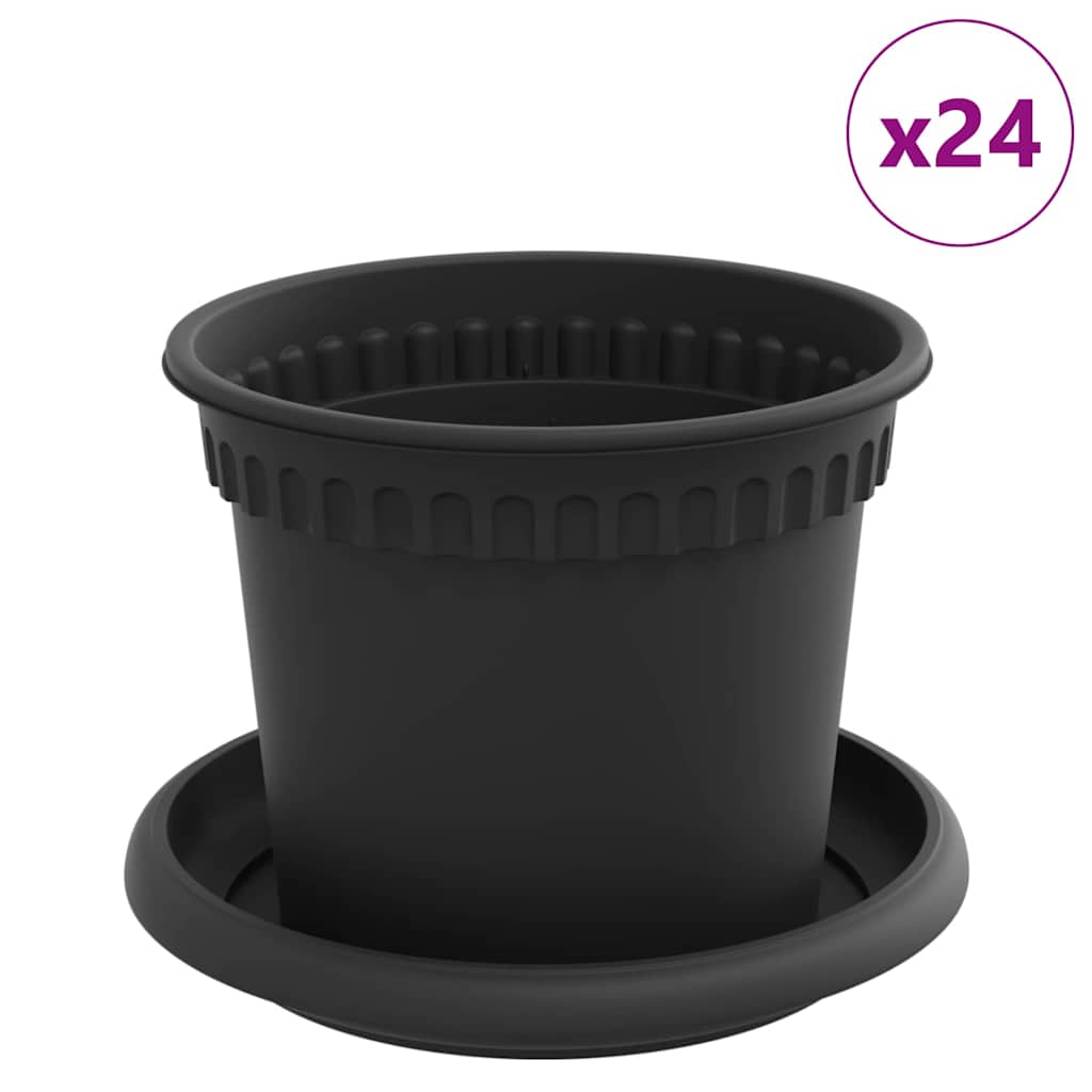 Macetas 24 Pcs Negro Ø 12,5 X 10 Cm Plástico_0