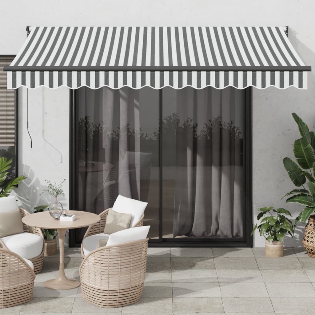 Toldo Retráctil Aluminio Y Tela Antracita Y Blanco 3,5x2,5 M_1