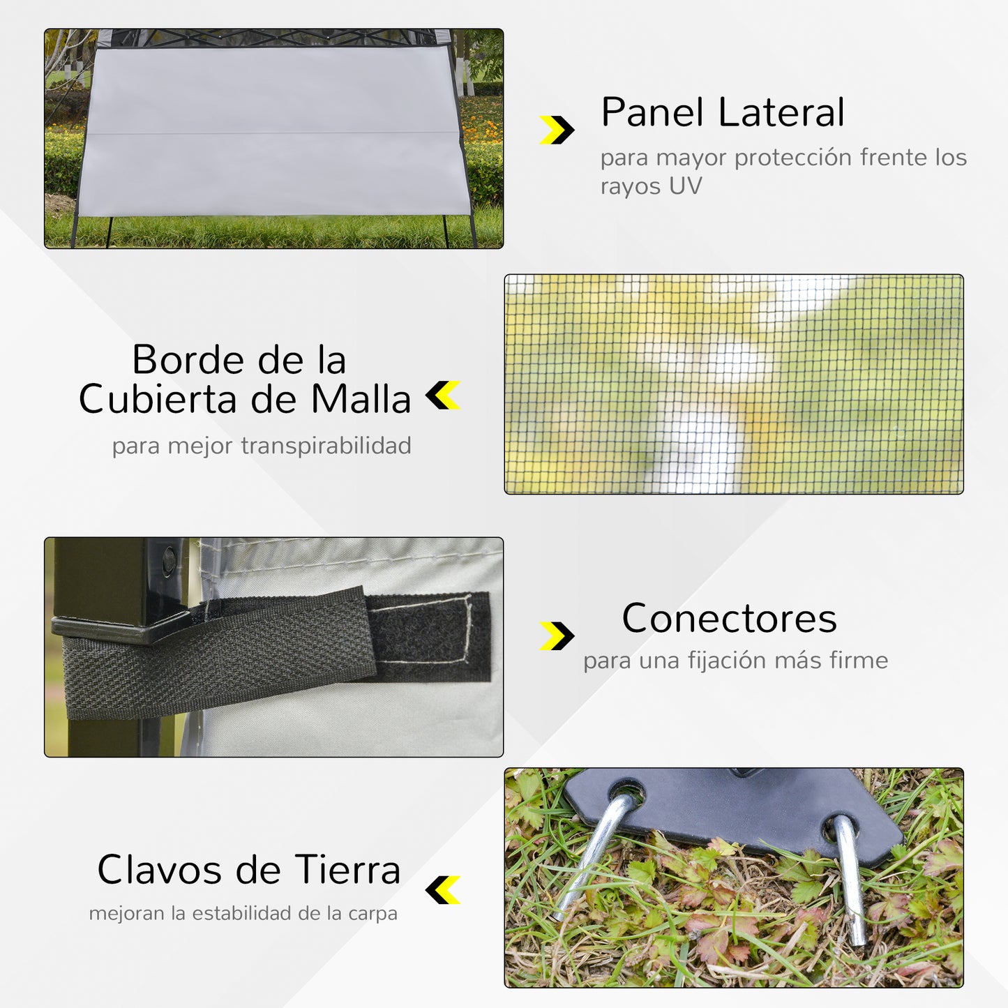 Outsunny Carpa Plegable 220x220x200 Cm Con 1 Pared Lateral Blanco_5