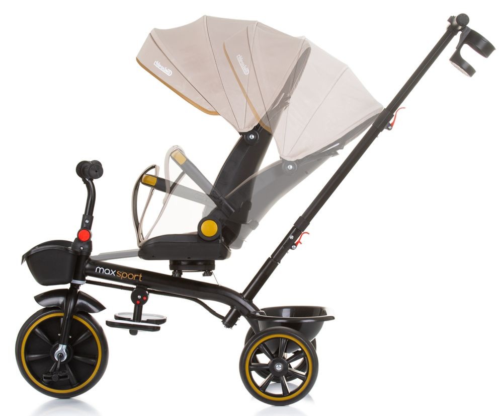 Triciclo Con Capota Y Mango Parental Max Sport Macadamia_2