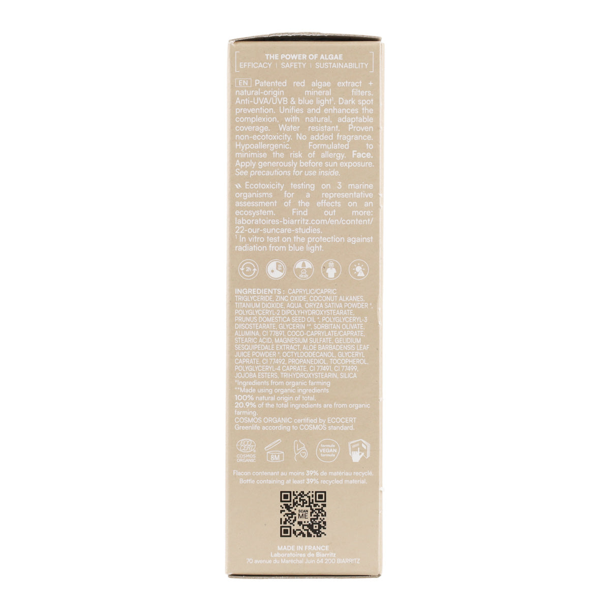 Crema facial color marfil spf 50 Biarritz