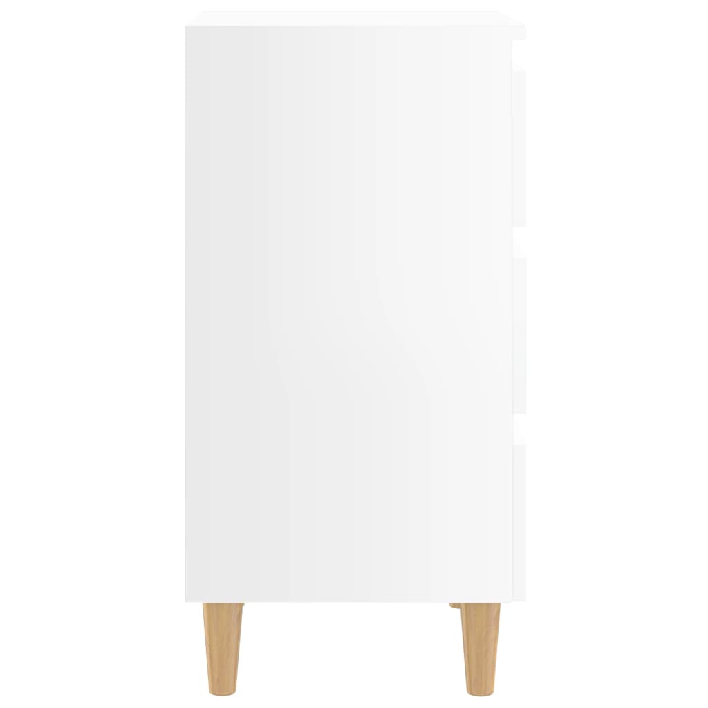 Mesita Noche Con Patas Madera Maciza Blanco Brillo 40x35x69 Cm_3