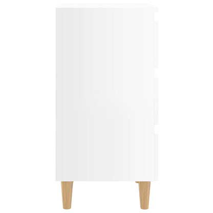 Mesita Noche Con Patas Madera Maciza Blanco Brillo 40x35x69 Cm_3