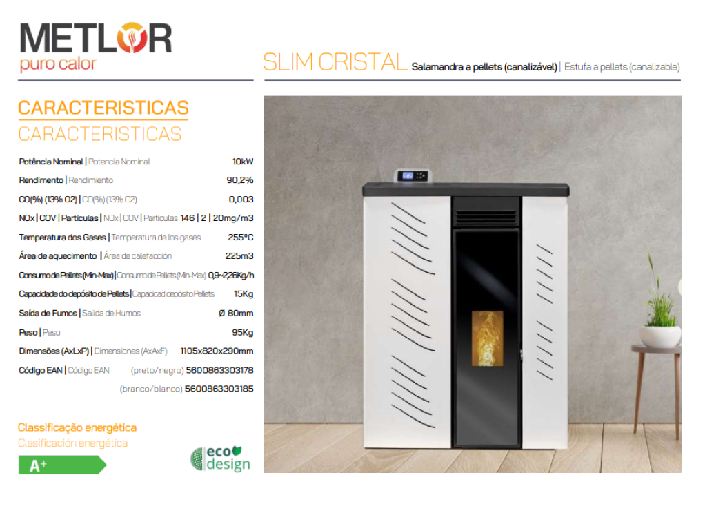 Estufa De Pellets Metlor Modelo Slim Cristal_1