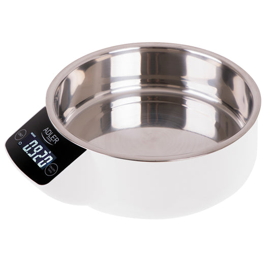 Báscula Cocina Digital Bol Removible, Tazón 900ml, Acero Inox, Medición Líquidos, Precisión 1g Adler Ad 3166 Blanco_0