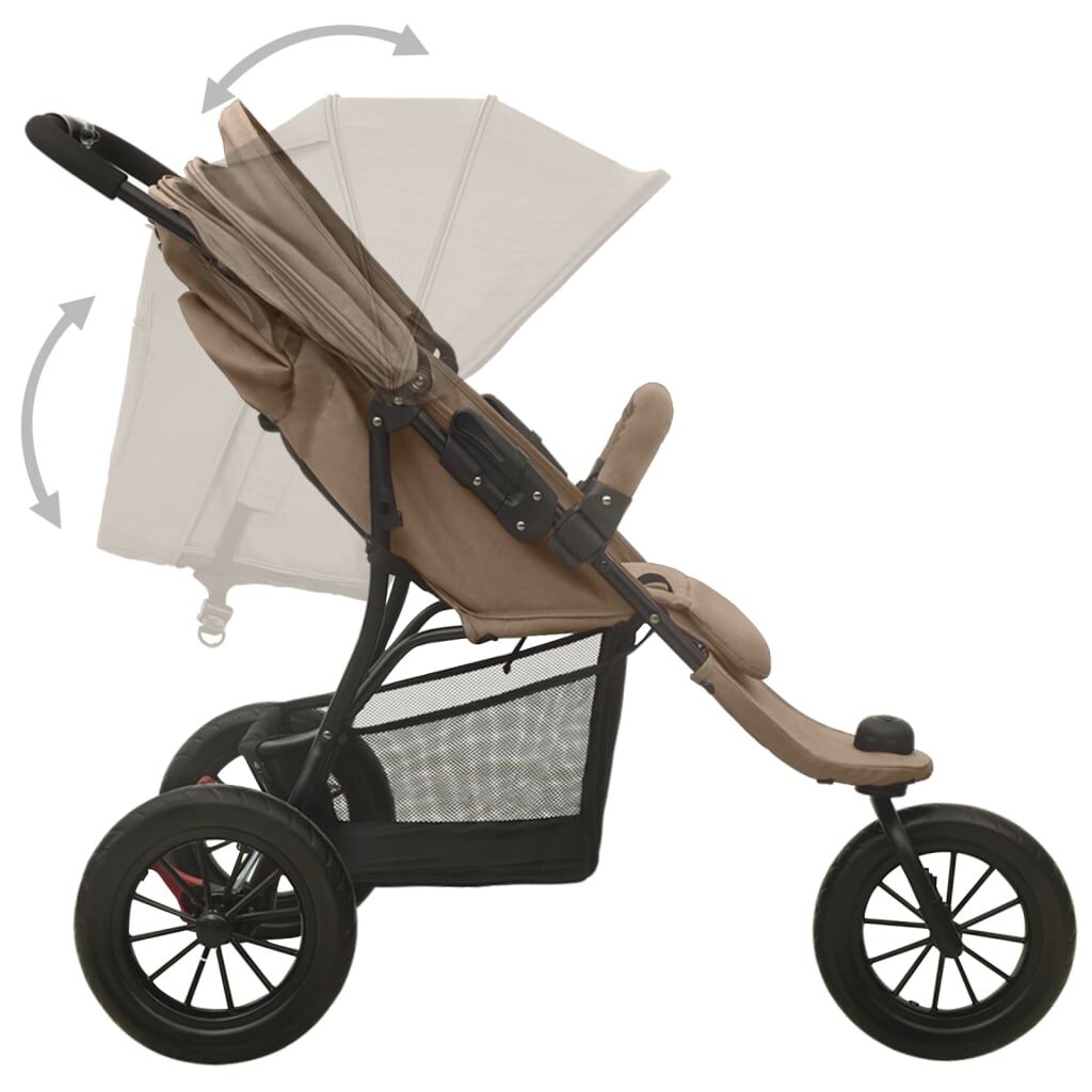 Vidaxl Cochecito De Bebé De Acero Gris Taupe_4