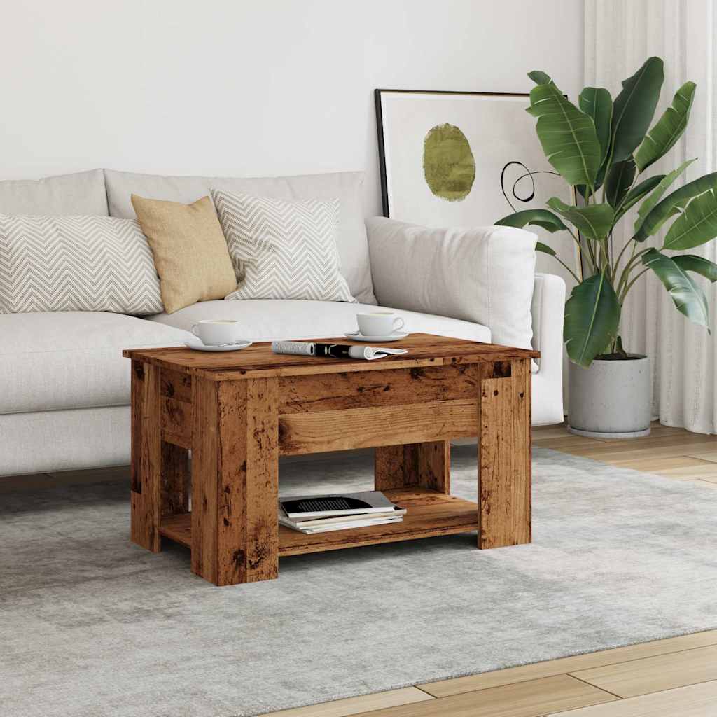 Mesa De Centro Madera De Ingeniería Madera Antigua 79x49x41 Cm_1