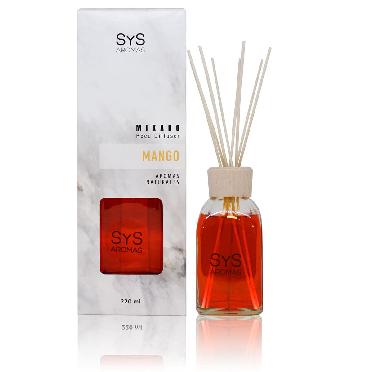 Ambientador Mikado Mango Mármol SYS Aromas 220 ml | Aroma Tropical y Afrutado | Energizante_0