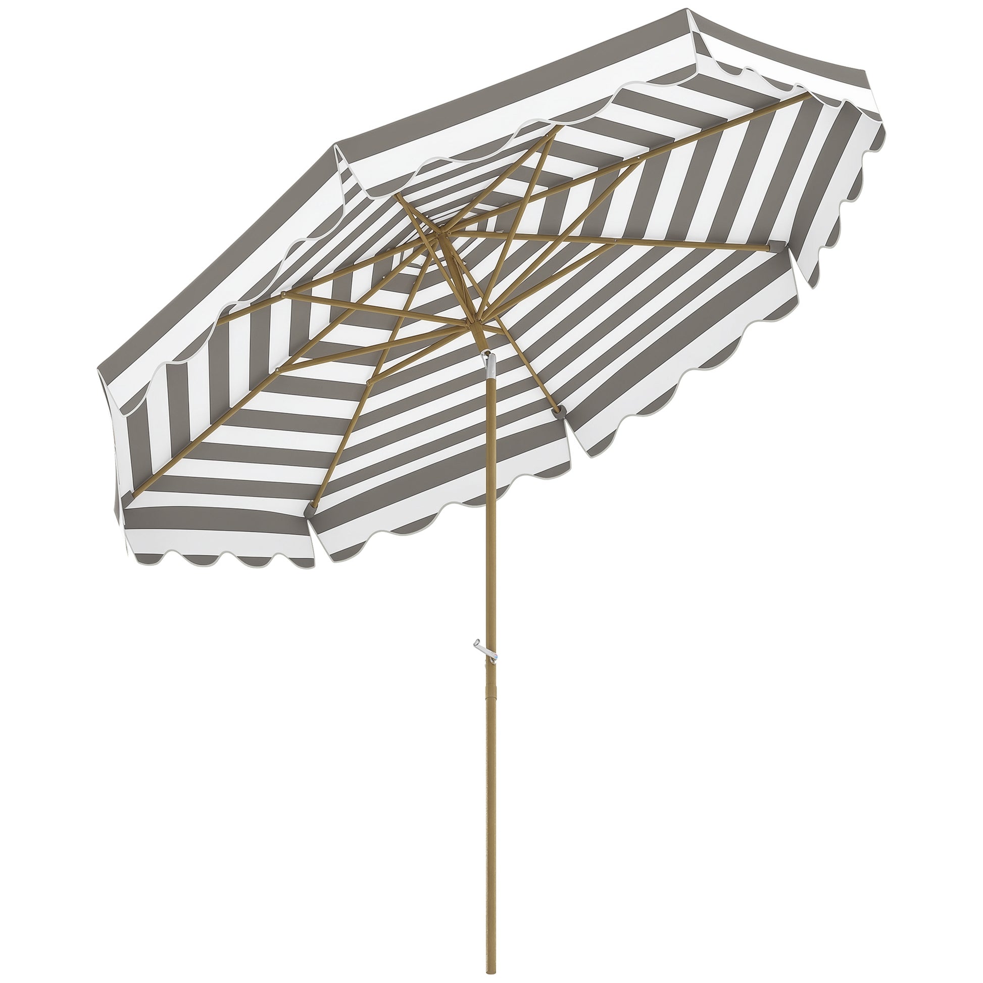 Outsunny Sombrilla Terraza Exterior Ø268 Cm Con Ángulo Inclinable Gris Y Blanco_0