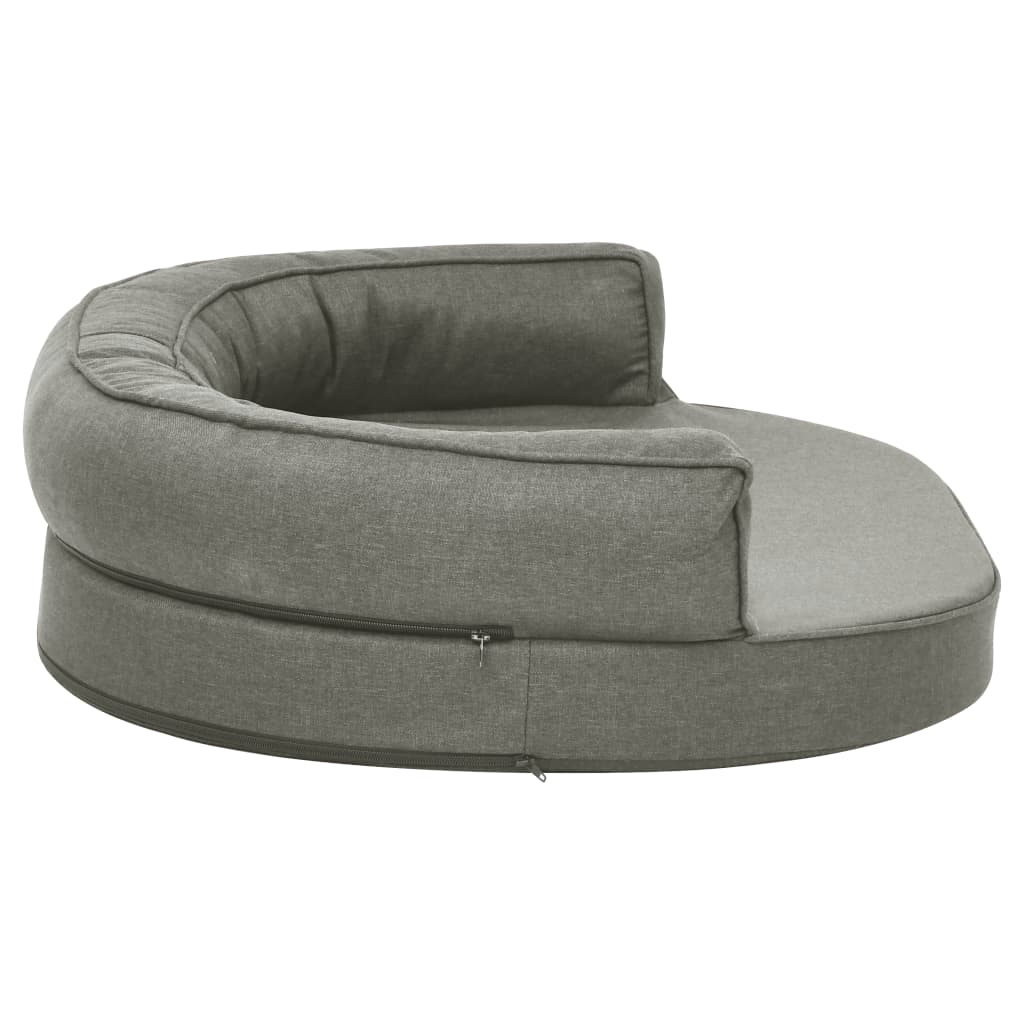 Vidaxl Colchón De Cama De Perro Ergonómico Aspecto Lino Gris 75x53 Cm_5